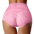 thumbnail image 1 of Gibobby Braguita cintura alta Nueva ropa interior Sexy cintura alta para mujer, bragas finas encaje hueco para mujer, bragas algodón talla grande（Rosa， 3XL), 1 of 4