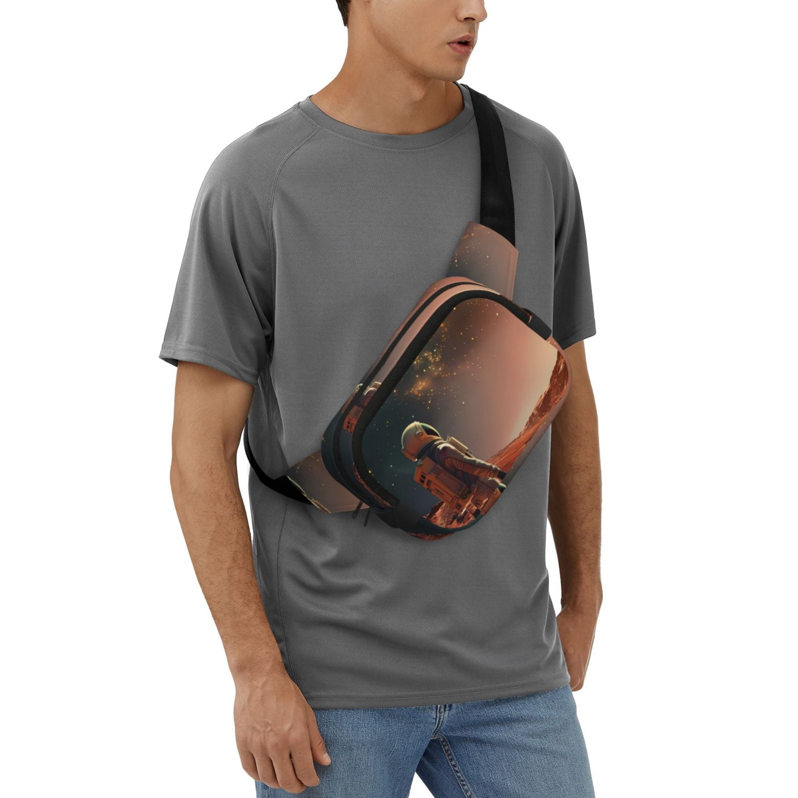 Picia Astronaut On Mars A Print Square Double-Layer Waist Bag Mini Adjustable Waist Belt Bag Exercise Running Travel Hiking