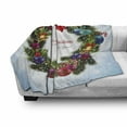thumbnail image 3 of Christmas Soft Flannel Fleece Throw Blanket, Round Green Wreath with Vibrant Traditional Elements Happy New Year Art, Cozy Plush for Indoor and Outdoor Use, 70" x 90", Multicolor, by Ambesonne, 3 of 6