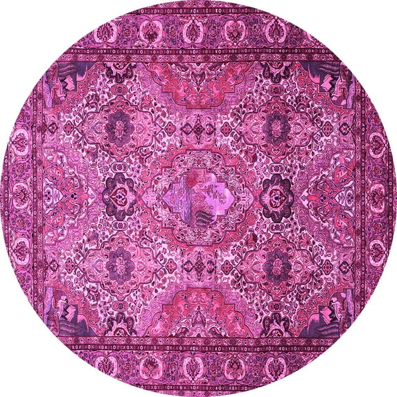 Ahgly Company Indoor Round Persian Pink Traditional Area Rugs, 7' Round