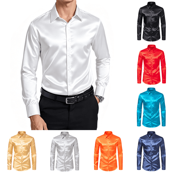 Lzobxe Shirts for Men Long Sleeve Dress Casual Solid Regular Tops,Size S-2XL