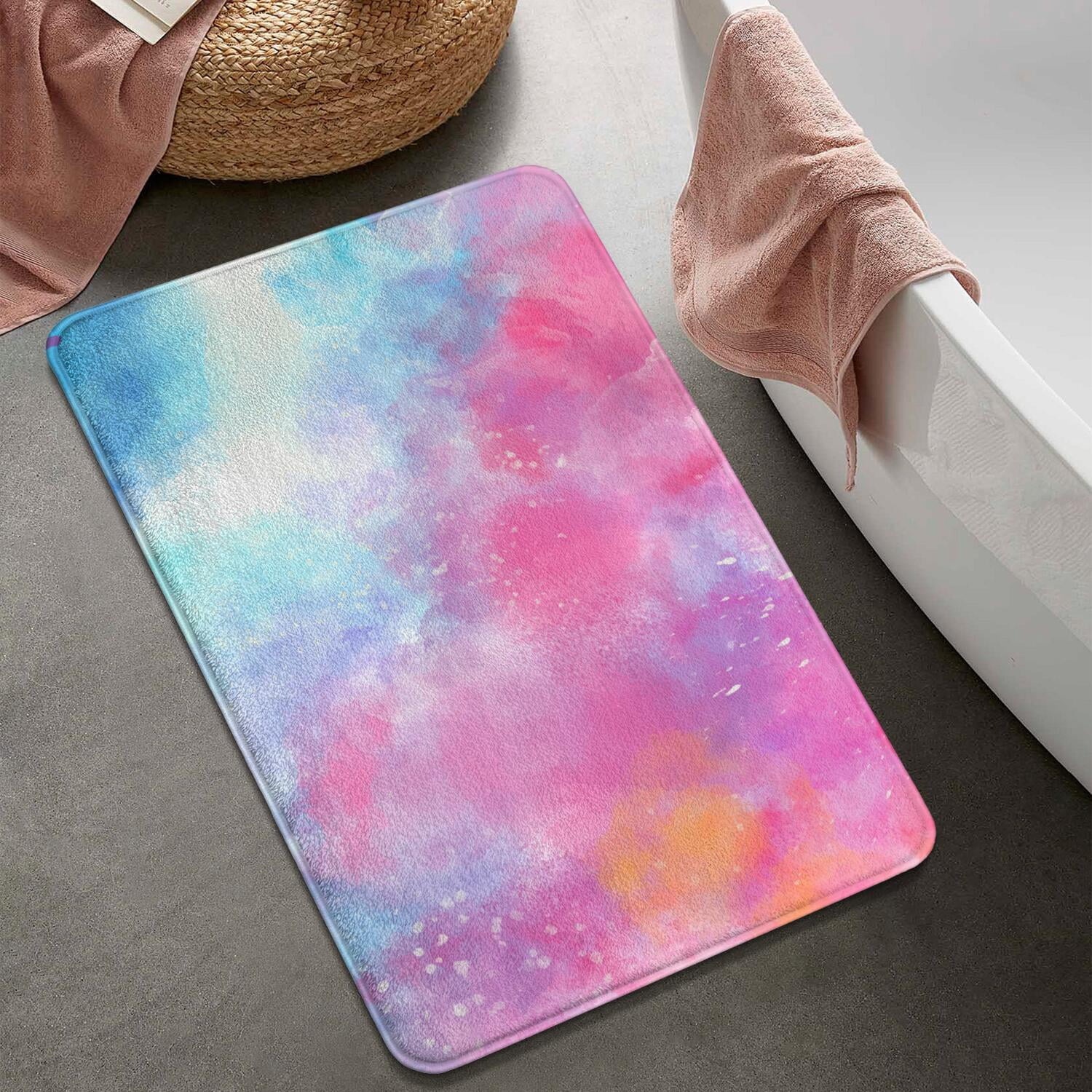20x32 Inch Ultra Soft Faux Bath Mat Non Slip Absorbent Microfiber Bathroom Rug, Liquid & Marble Print