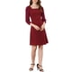 thumbnail image 2 of INSPIRE CHIC Women's Square Neck Ruffle Trim Sheer 3/4 Sleeve Chiffon Mini Dress XS Burgundy, 2 of 6