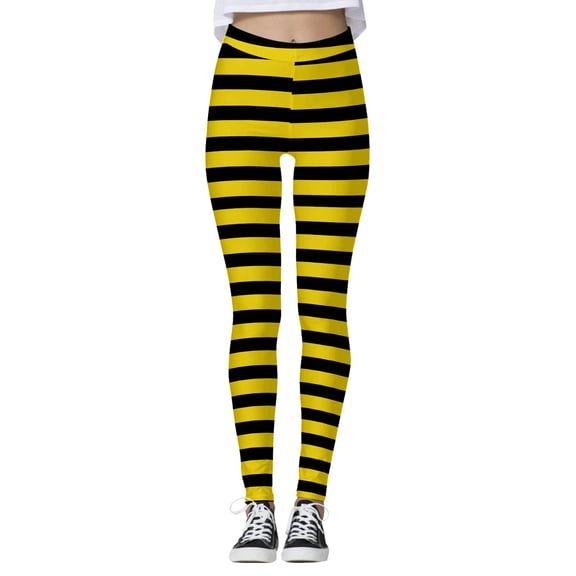 Arlun Striped High Waist Yoga Pants with Lifting Design for Exercise Running Workout and Fitness Training Soft Comfortable Stretchy Tights Fashion Color Block Leggings 5-Yellow XL