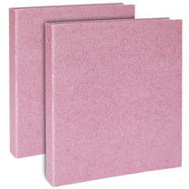 2 Pack Sparkly Pink 3 Ring Binder with 2 Inch Rings, Glitter File Folder Pockets for Office Supplies, Planner, Portfolio, 350 Sheet Capacity (11 x 12 In)