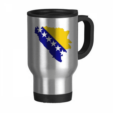 

Bosnia and Herzegovina Map National Flag Travel Mug Flip Lid Stainless Steel Cup Car Tumbler Thermos