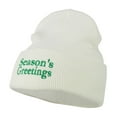 thumbnail image 2 of Season's Greetings Embroidered Long Beanie - White OSFM, 2 of 5