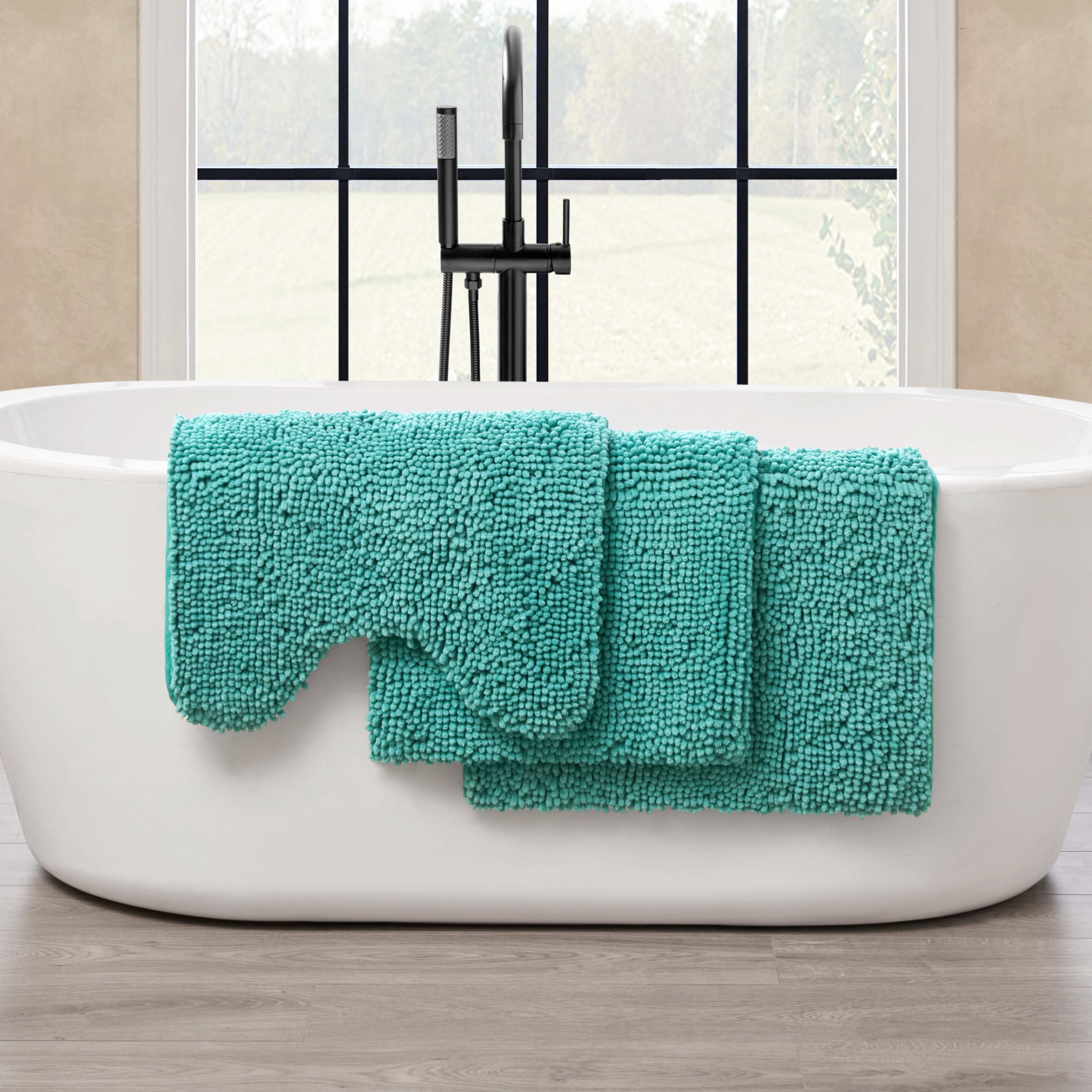 Resort Collection Chenille Plush Loop Bath Mats, 3-Piece Set