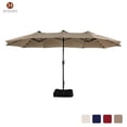thumbnail image 2 of Mondawe 15ft Patio Umbrella Rectangular Outdoor Market Umbrella with Base and LED Lights Tan, 2 of 10