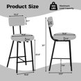 thumbnail image 3 of Bar Stool Chairs Set of 2, Modern Upholstered Counter Height Barstools with Round Seat, Armless Bar Chair with Back, Footrest and Metal Legs, for Kitchen Island, Dining Room, Cafe Pub - Grey, 3 of 8