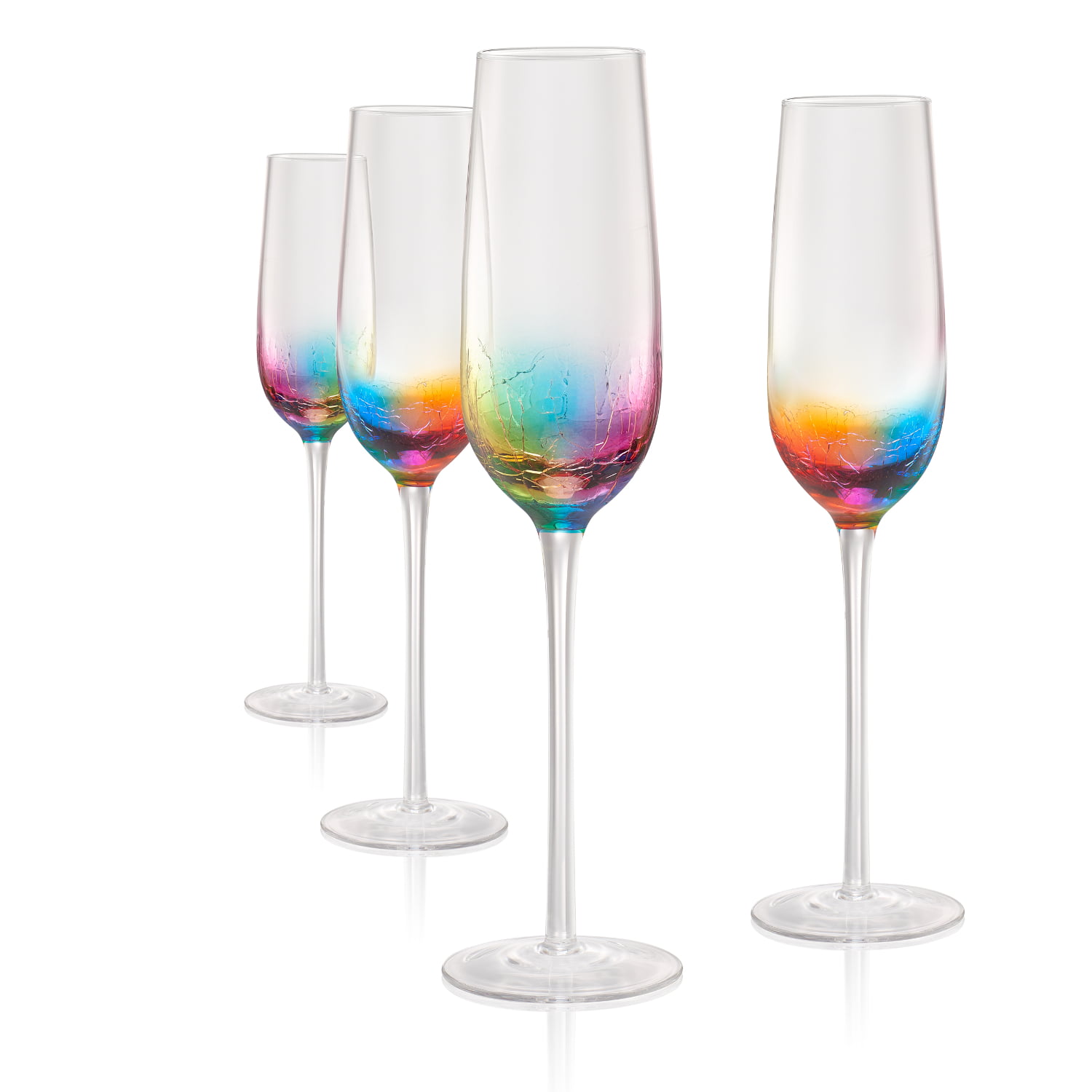 Artland Splash Flute Glasses Multicolor Set of 4 7 oz
