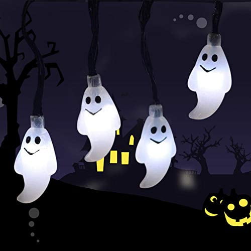 Halloween Ghost String Lights with 20 LED Battery Operated Ghost Wall ...