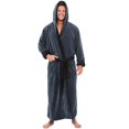 thumbnail image 2 of ZQUUVOU Men's Robes with Hood Color Block Robe Bathrobe Plus Sized Plush Fleece Tie Belt Long Length Cozy Sleepwear Lounge Robe Blue, 2 of 5