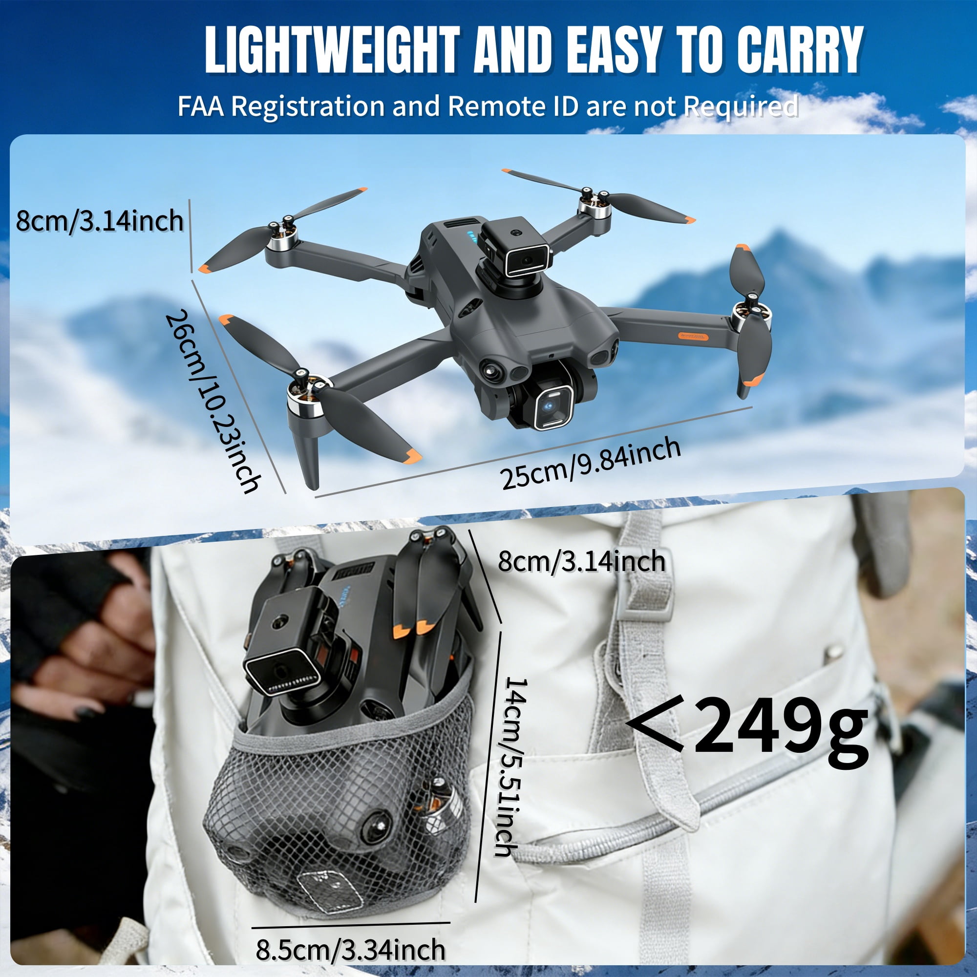 FPV Drone with Camera 1080P for Adults, 4.3" Screen on Remote Controller, Easy Fly Quadcopter with Obstacle Avoidance, Carrying Case & 2 Batteries, Gifts for Beginners