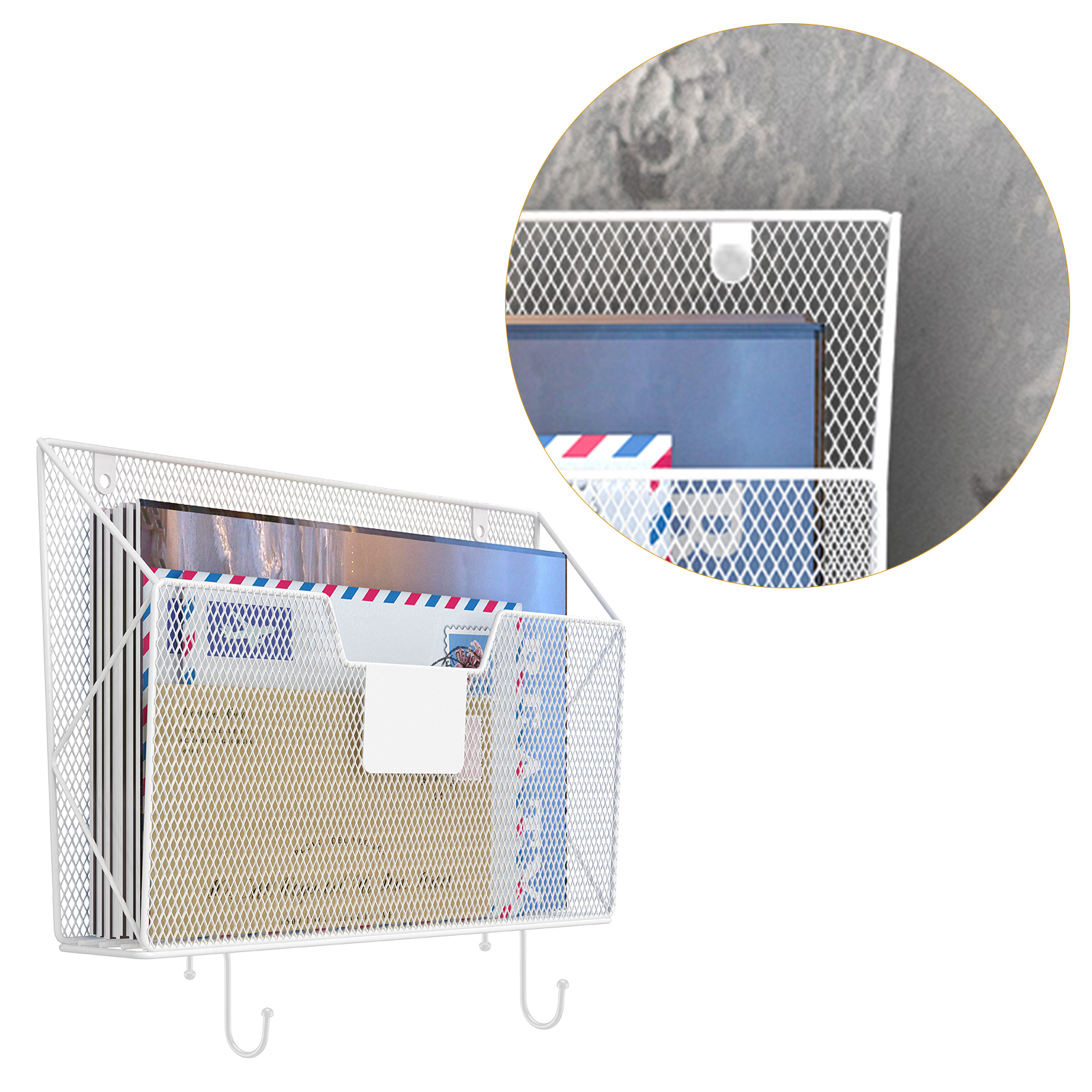 3-Pack Wall Mounted Mesh File Holder, Hanging Document Organizer with Label Slots for Home, Office