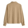 thumbnail image 7 of Zpanxa Fleece Jacket Women Corduroy Button Front Long Sleeve Shirt Jacket Loose Fit Solid Color Casual Lightweight with Pockets Fall Outerwear, 7 of 7