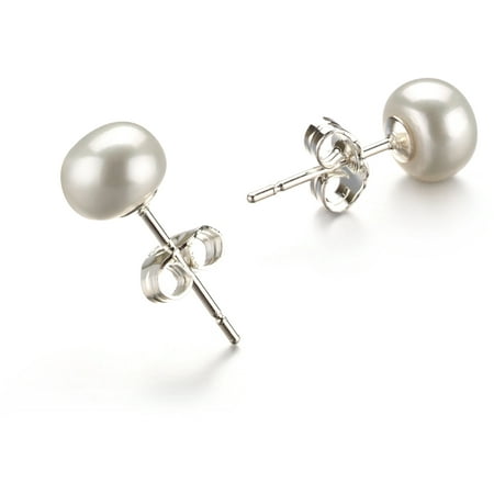 PearlsOnly - 6-7mm AA Quality Freshwater Cultured Pearl Earring Pair in White