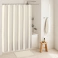 thumbnail image 7 of OVZME Extra Long Fabric Shower Curtain - 84 inch Long Waffle Weave Heavy Textured Fabric Bathroom Shower Curtain, Neutral Weighted Hotel Thick Bath Curtains, 72"Wx84"H, Cream, 7 of 7
