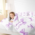 thumbnail image 4 of Manfei Purple Ribbon Bow 7pcs Bedding Comforter Set For Girls,Kawaii Dreamy Bowtie Pattern Queen Bedding Sets,Reversible, 4 of 7