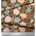 thumbnail image 2 of Soimoi Polyester Crepe Fabric Leaves & Floral Artistic Printed Fabric 1 Yard 52 Inch Wide, 2 of 3