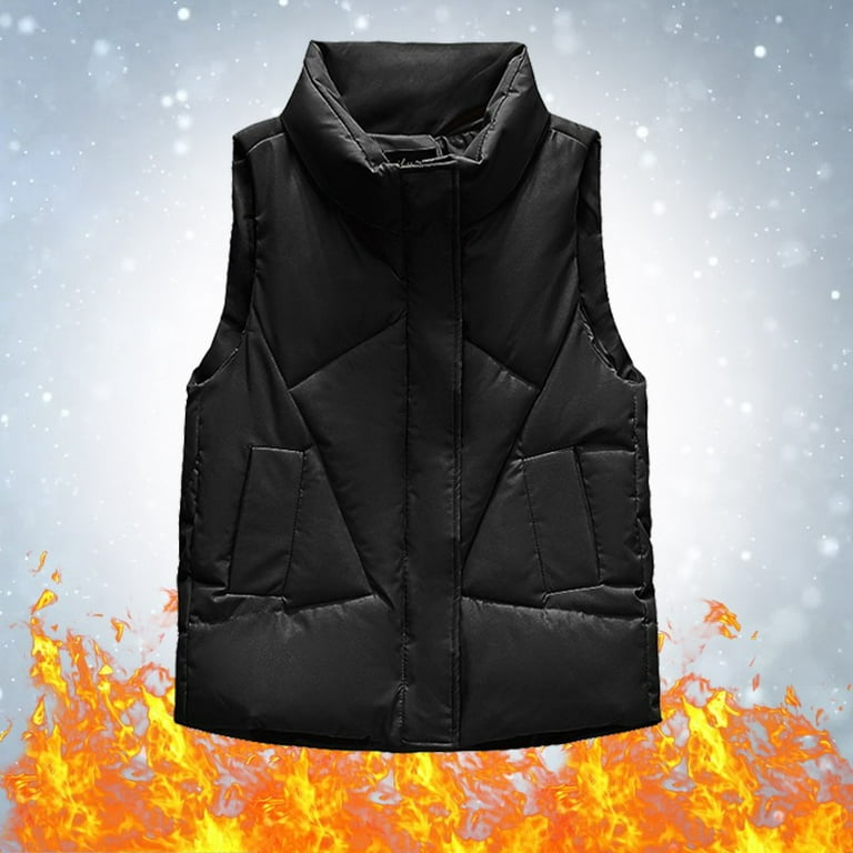 CAICJ98 Fall Vests for Women 2023 Women's Quilted Vest Lightweight Padded  Gilet Stand Collar Sleeveless Zip Up Puffer Warm Jacket Black,M
