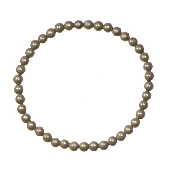 LTC Designs 4mm Shiny Round Pyrite Stretch Bracelet, 6.5" for Women, Men, and Friends, Wear as a Single or Stacked with Other Bracelets