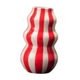 thumbnail image 2 of deevoka Painted Striped Ceramic Vase Centerpiece for Bookshelf Wedding Room Entrance Red, 2 of 9
