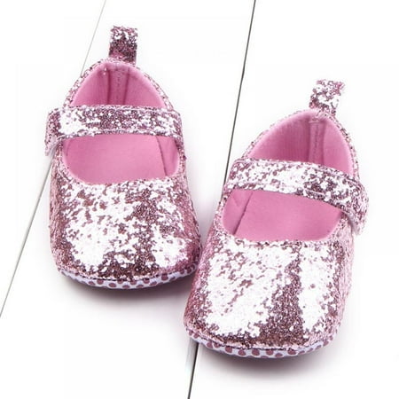 

Infant Baby Girl Shoes Baby Mary Jane Flats Princess Sequins Shoes Crib Shoe for Newborns Infants Babies and Toddlers