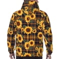 thumbnail image 7 of Pofeuu Brown Blue Plaid Sunflower Print Mens Casual Hooded Collar Drawstring Hoodies Pullover Sweatshirts Casual Long Sleeve Shirts-XX-Large, 7 of 7