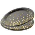 thumbnail image 1 of LEEYNEER Black Paper Plates for Party Use Sturdy Disposable Tableware Suitable for Daily and Party Use 9 inch, 1 of 8