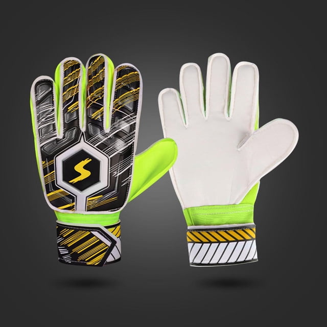 Colaxi Gants de Gardien de Soccer Gants de Gardien de Soccer Équipement de Protection des Doigts Accessoires Gants d'Entraînement Enfants Adolescents Jaune Taille 6