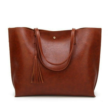 Women's Tote Bags PU Leather Large Shoulder Bag Tassel Handbag