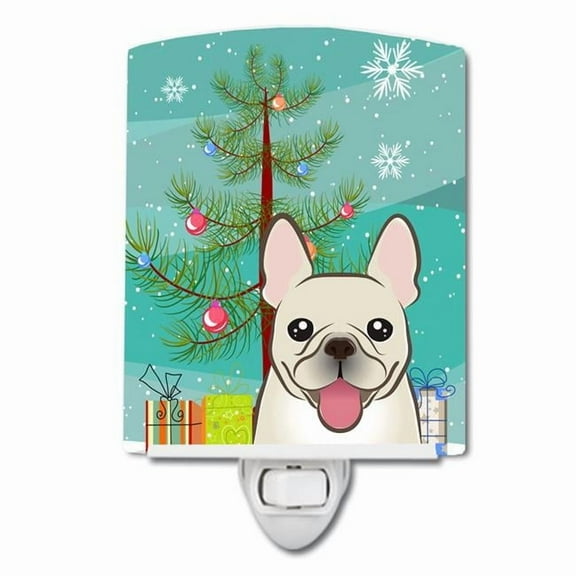 Caroline's Treasures BB1610CNL Christmas Tree and French Bulldog Ceramic Night Light, 6x4x3", multicolor