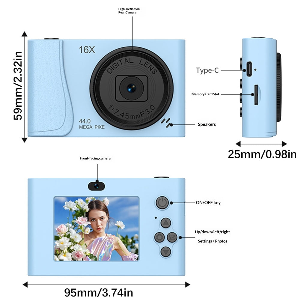 24MP High Resolution Digital Camera With 16x For Beginners Vlogging 1080p Video