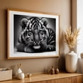 thumbnail image 5 of Tiger cub in close-up 03 - Photography Tiger Wildlife Animal Black and White Portrait Nature Illustration Unframed Wall Art Print 20 x 30 inches, 5 of 7