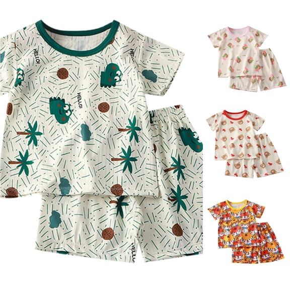 VOUZZA Girls 2 Piece Shorts Set, Short Sleeve T Shirt and Shorts, Kids Summer Outfit, Toddler Matching Clothes, Kids Matching Set