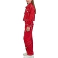 thumbnail image 6 of ATOGUTA Teen Girl Outfits Long Sleeve Jacket and Wide Leg Denim Pants Girls Clothing Sets 2PC Summer Outfits Size 3T-13, Red, 6 of 6