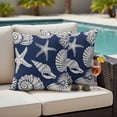 thumbnail image 4 of Navy Blue Starfish Coastal Outdoor Waterproof Pillow Covers, Shell Summer Beach Nautical Decorative Square Throw Pillowcase Sofa Cushion Sham for Patio/Couch/Chair, 16"x16" 2 Pack, 4 of 8