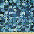 thumbnail image 2 of Ambesonne Abstract Fabric by the Yard Microfiber, Intertwined Round Elements, 1 Yard, Night Blue Pale Blue, 2 of 2