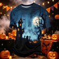 thumbnail image 2 of Halloween Shirts for Men Funny Pumpkin Ghost Print Graphic Halloween Tshirts Round Neck Short Sleeve Corduroy Tops Dark Gray M, 2 of 7