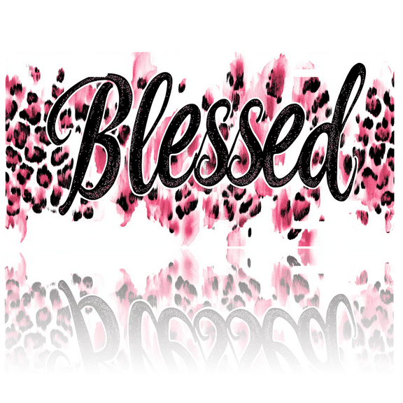 1 Pcs License Plate Covers & Frames, Sparkling "Blessed" in a Pink Leopard Print Design For Decorative Front, Aluminum License Plate Covers & Frames Cover For Men Women, 12" X 6"