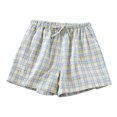 thumbnail image 4 of MOJOGO Women's Gingham Shorts Elastic Waist Homewear Pants Lightweight Breathable Casual Shorts for Summer L, 4 of 5