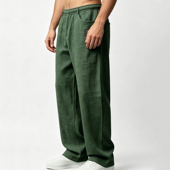 Yaoyar Men's Summer Fall Lightweight Beach Linen Pants Breathable Relaxed Fit Holiday Casual Trousers