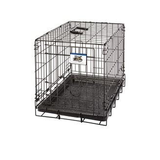 Pet Lodge ダブルドアペットケージ ミディアム Pet Lodge, Wire Dog Crate, Small, Metal, Black, 24.3x17.5x20 in