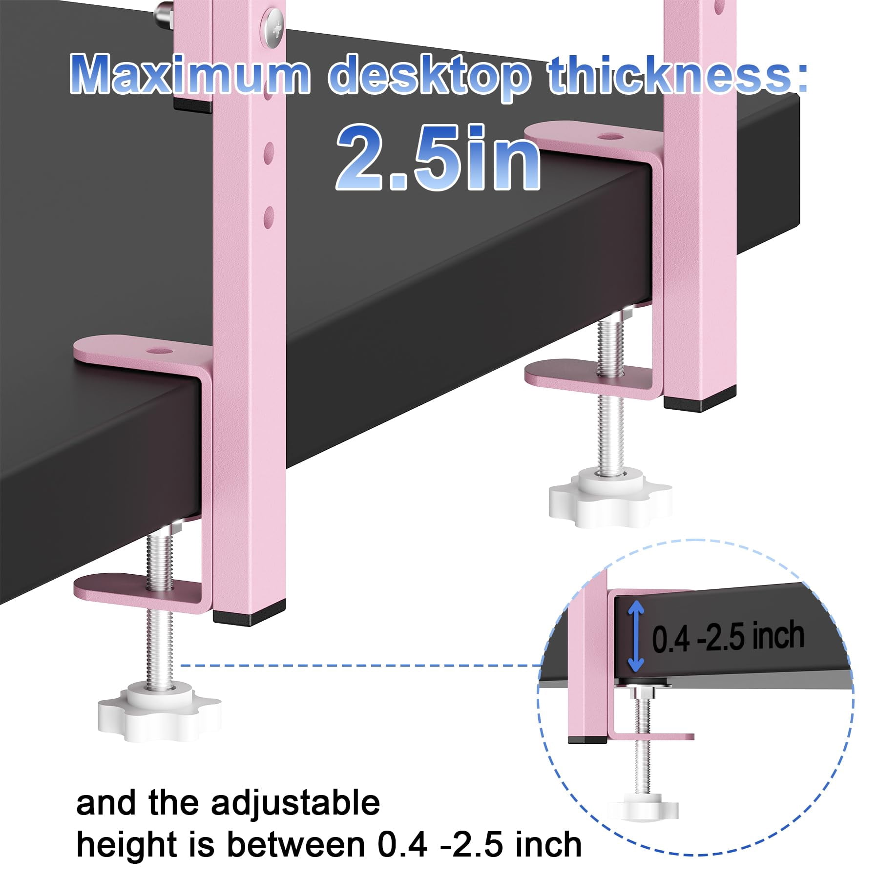 2-tier Desk Shelf  Expandable Under Storage Clamp On Desktop Accessories For Offices Study Rooms And Game (pink)