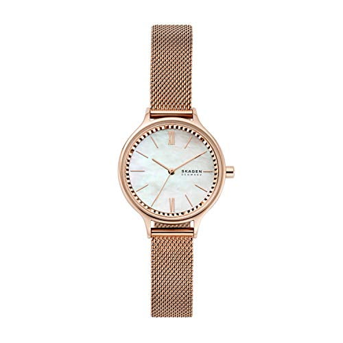 Skagen Womens Anita Quartz Analog Stainless Steel and Stainless Steel Mesh Watch color: Rose gold (Model: SKW2865)