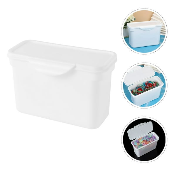 HEMOTON  4 Pcs Laundry Powder Container Storage Bin Slim Lint Softener White