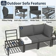 thumbnail image 6 of Kullavik Aluminum Patio Furniture Set,8 Pieces Modern Outdoor Conversation Set w/43in Gas Fire Pit Table, Outdoor Metal Sectional Sofa with 55000 BTU Propane Fire Pit,Grey, 6 of 7