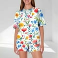 thumbnail image 2 of Idoravan Women Sets Clothing Summer Womens Lounge Sets 2 Piece Outfits Women's Casual Loose Printing Round Neck Short Sleeved Shorts Pajamas Suit, 2 of 6