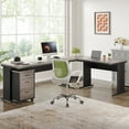 thumbnail image 4 of 83" L-Shaped Executive Desk, Large L Office Desk with 3-Drawer Mobile File Cabinet, Business Furniture Desk Workstation Grey, 4 of 5